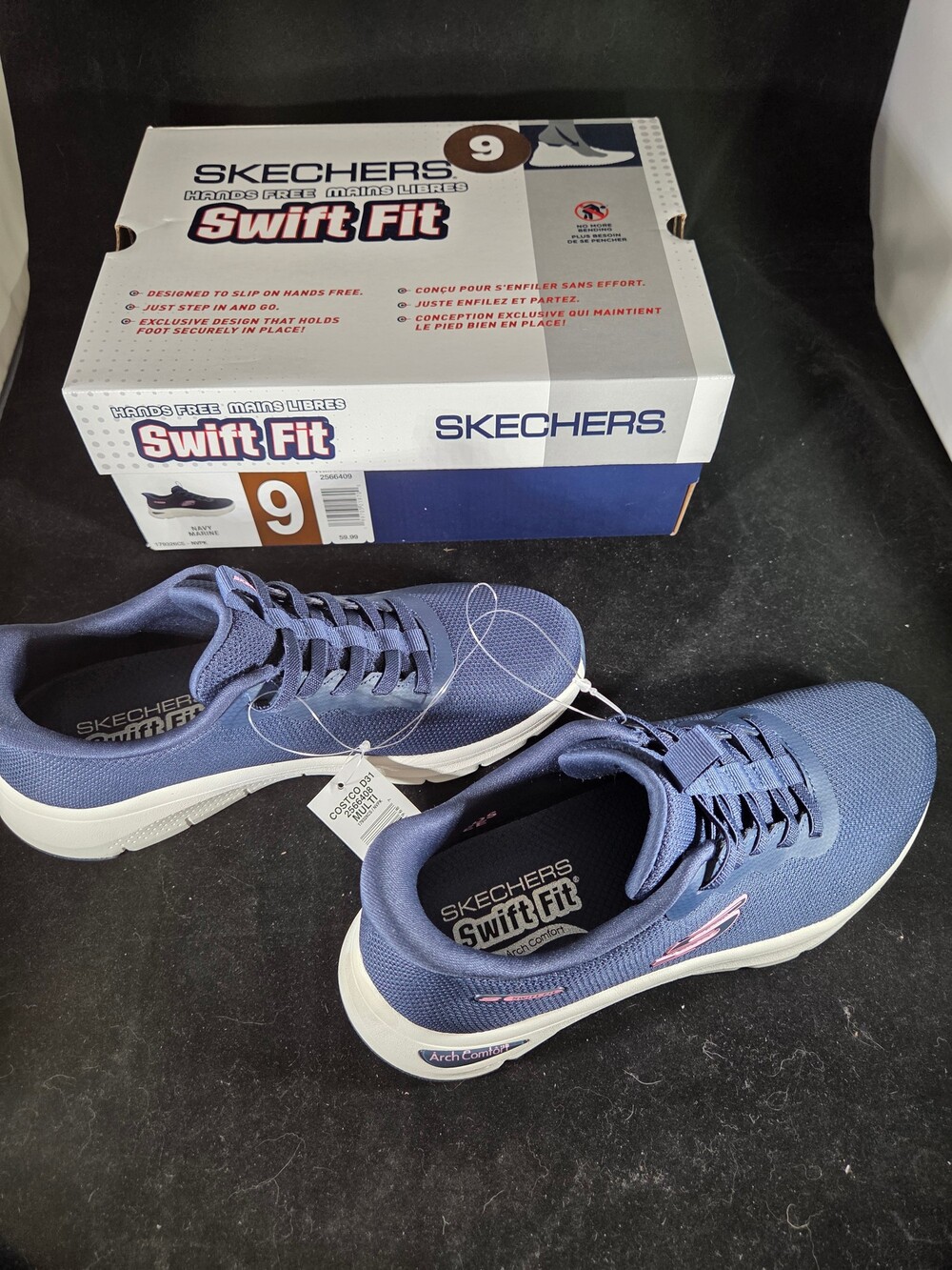 Skechers Hands Free Slip-ins Swift Fit Women's Walking Shoes, Navy & Pink, Size